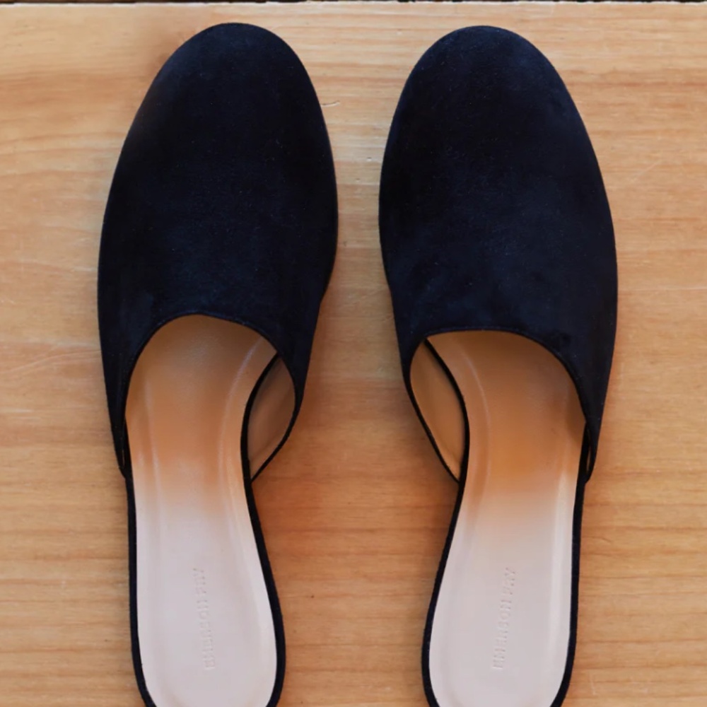 black suede Emerson fry slides